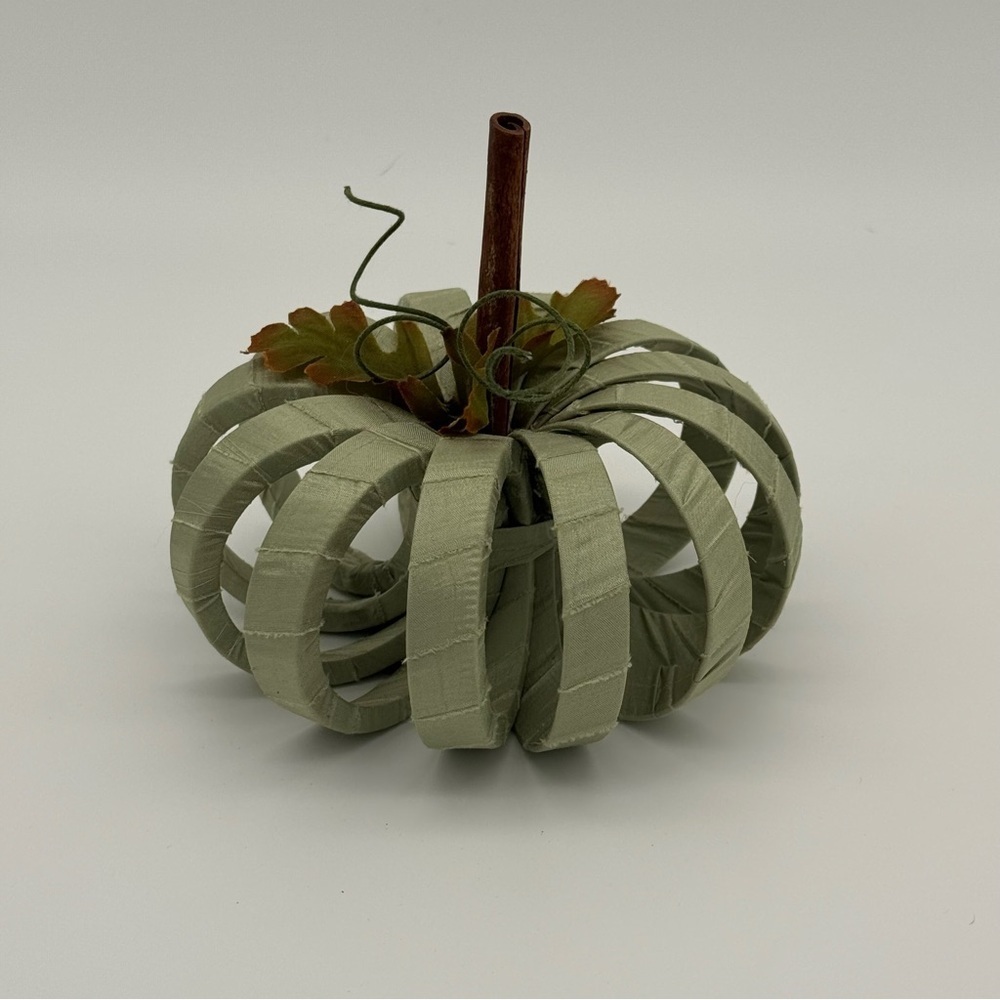 Satin Wrapped Pumpkin Decor Fall Decorations Autumn Halloween Sage Green New - Picture 4 of 8